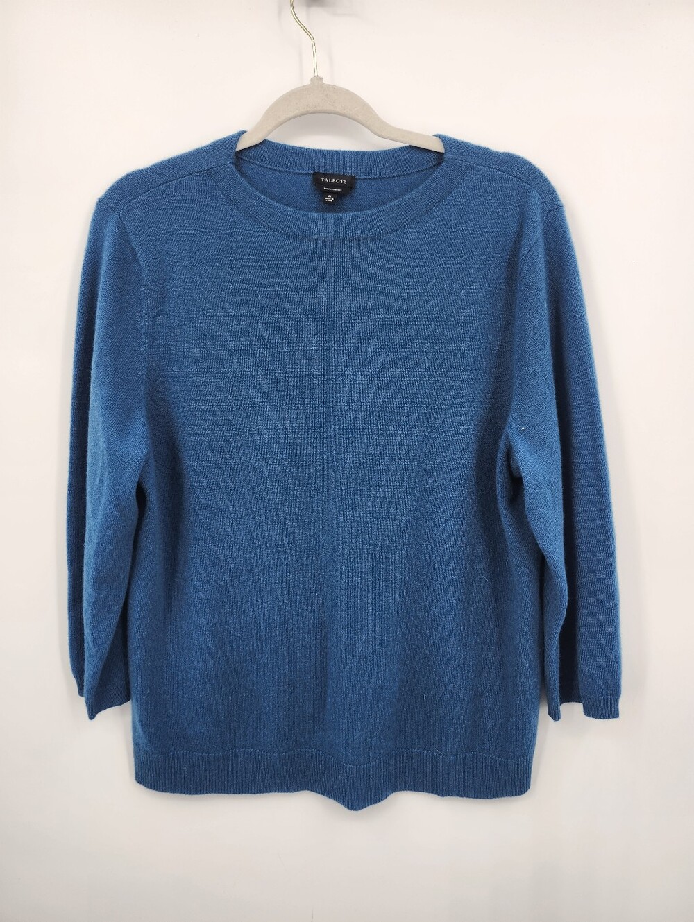 TALBOTS Blue Round Neck Knit Sweater 100% Cashmere        Size: XL